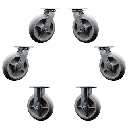 Service Caster Replacement Caster Set for Magliner Casters 13063 & 13064, 6PK MAG-SCC-30CS820-TPRRD-4-R-2